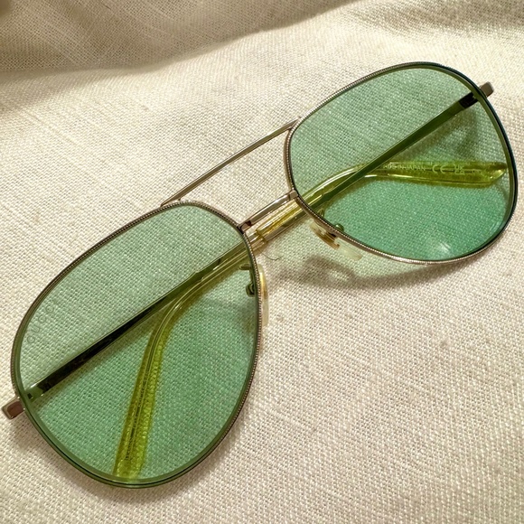 Gucci 59mm Aviator Sunglasses Green/Gold main image 5